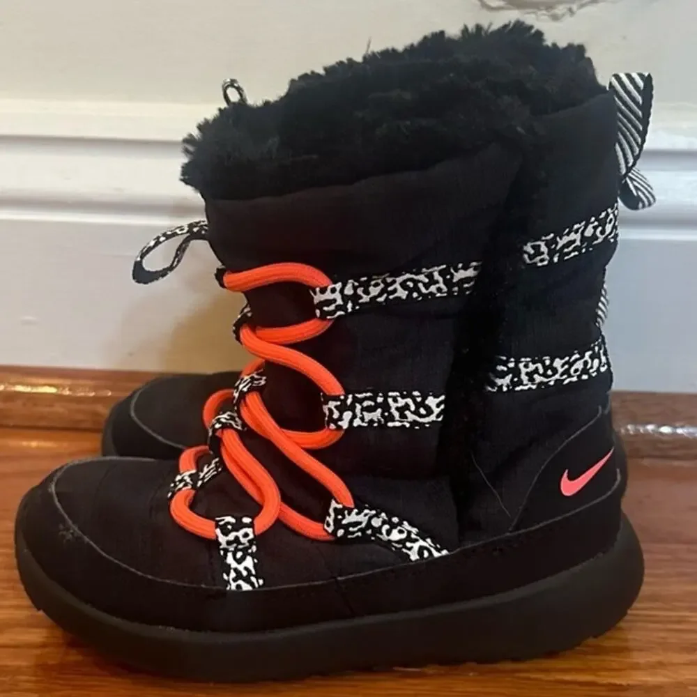 NIKE Winter Boots Roshe Run High Sneakerboot TD ‘Black Hyper Punch’ sz 10 Winter